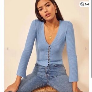 Reformation Blue Cardigan